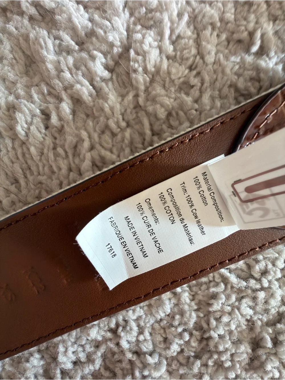 Ralph Lauren Women’s Canvas Belt with Brown Leather Trim - Cream